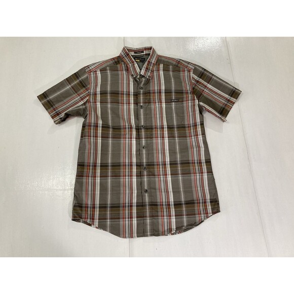 Eddie Bauer Travex Shirt Men’s M Brown Plaid Classic Fit Button Front Outdoors - Picture 2 of 9